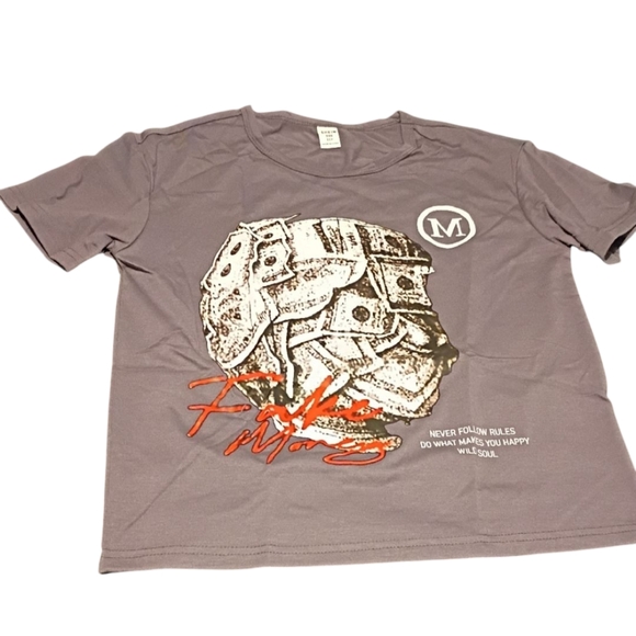 SHEIN Gray Graphic Short Sleeve Tee - Picture 1 of 6